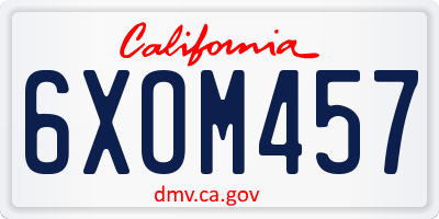 CA license plate 6XOM457