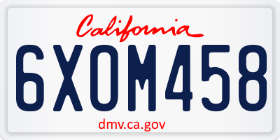 CA license plate 6XOM458