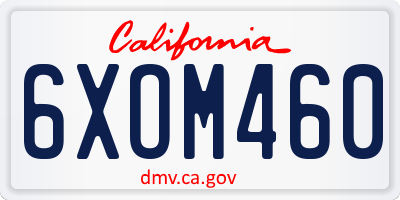 CA license plate 6XOM460