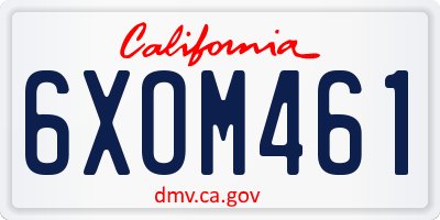 CA license plate 6XOM461