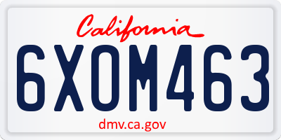CA license plate 6XOM463