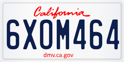CA license plate 6XOM464