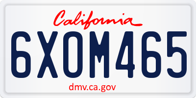 CA license plate 6XOM465