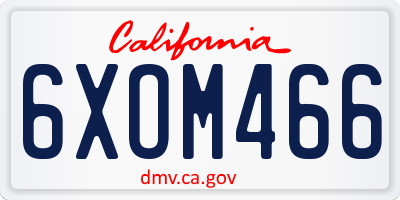 CA license plate 6XOM466