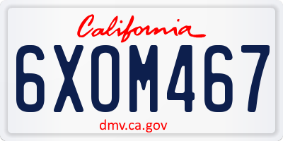 CA license plate 6XOM467