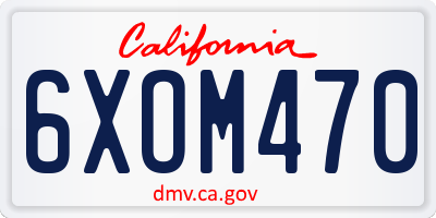 CA license plate 6XOM470