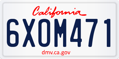 CA license plate 6XOM471