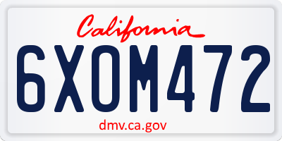 CA license plate 6XOM472