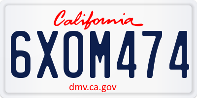 CA license plate 6XOM474