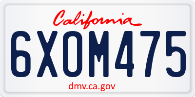 CA license plate 6XOM475