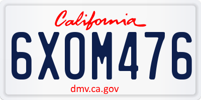 CA license plate 6XOM476
