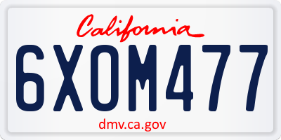 CA license plate 6XOM477