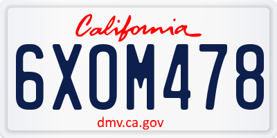CA license plate 6XOM478