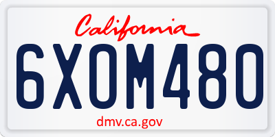 CA license plate 6XOM480