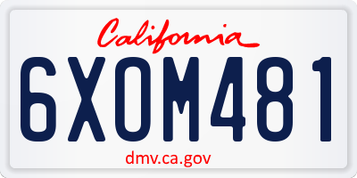 CA license plate 6XOM481
