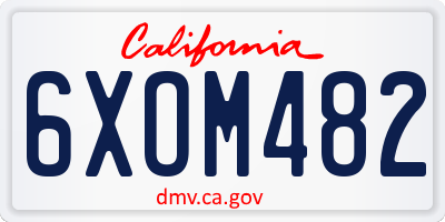 CA license plate 6XOM482
