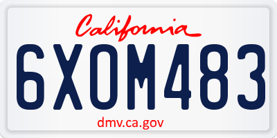 CA license plate 6XOM483