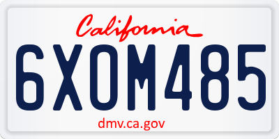 CA license plate 6XOM485