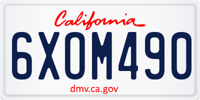 CA license plate 6XOM490