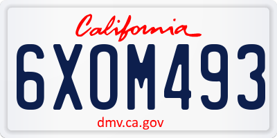 CA license plate 6XOM493
