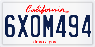 CA license plate 6XOM494
