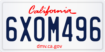 CA license plate 6XOM496