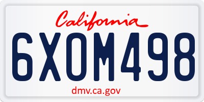 CA license plate 6XOM498