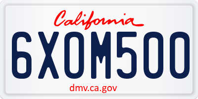 CA license plate 6XOM500