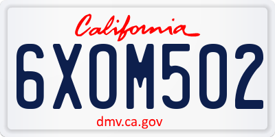 CA license plate 6XOM502
