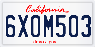 CA license plate 6XOM503