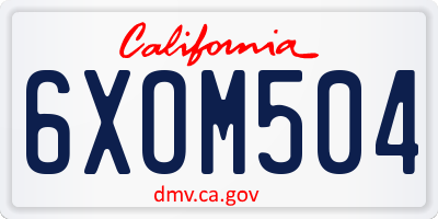 CA license plate 6XOM504
