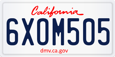 CA license plate 6XOM505