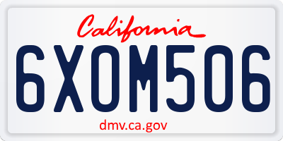 CA license plate 6XOM506