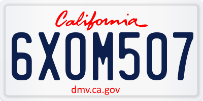 CA license plate 6XOM507