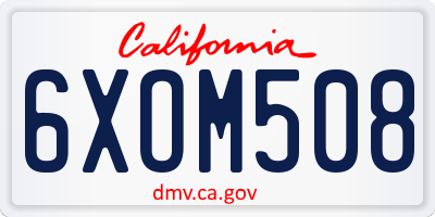 CA license plate 6XOM508