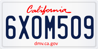 CA license plate 6XOM509