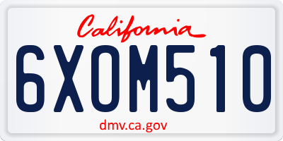 CA license plate 6XOM510