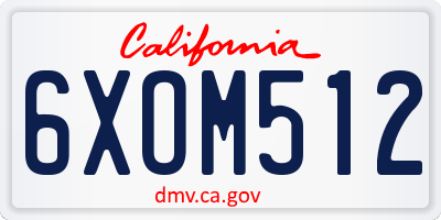 CA license plate 6XOM512