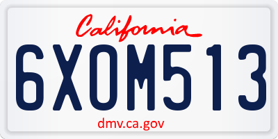 CA license plate 6XOM513