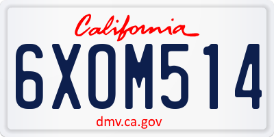 CA license plate 6XOM514