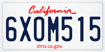 CA license plate 6XOM515