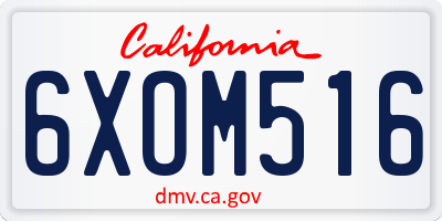 CA license plate 6XOM516