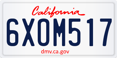 CA license plate 6XOM517