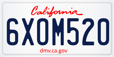 CA license plate 6XOM520