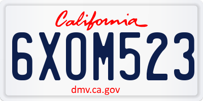 CA license plate 6XOM523