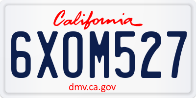 CA license plate 6XOM527