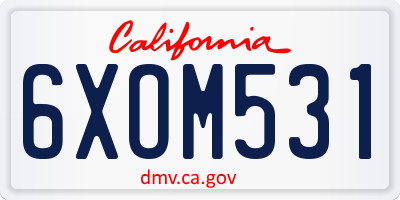 CA license plate 6XOM531