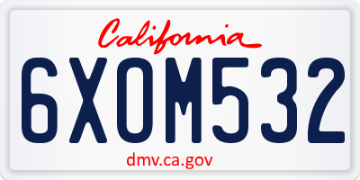 CA license plate 6XOM532