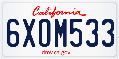 CA license plate 6XOM533