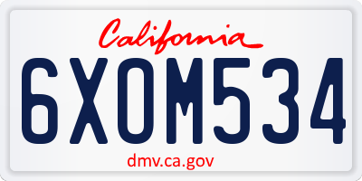 CA license plate 6XOM534